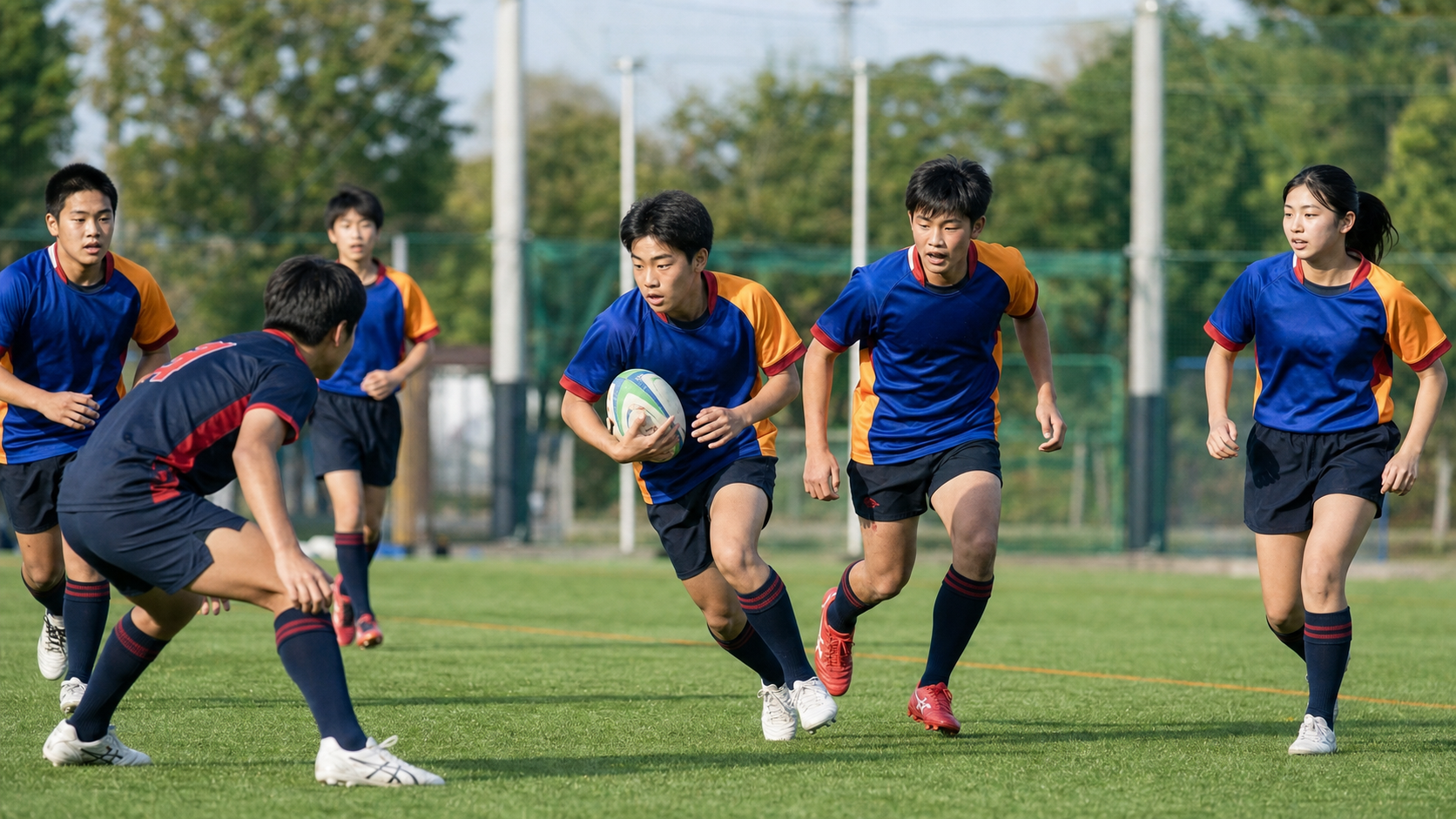 横浜ブルズのユニフォームでプレーする選手
